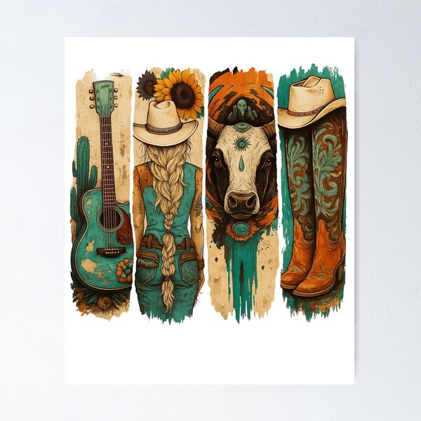 Item preview, Trendy Retro Western Cowgirl Turquoise designed and sold by ivotee.