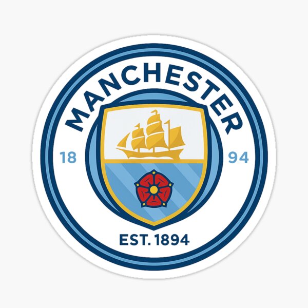 Item preview, Manchester Blue – Super City Retro Football Crest (Sky Blue & Navy) designed and sold by Final Whistle Art.