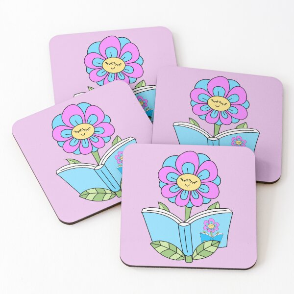 Item preview, Happy cute flower reading book image  designed and sold by MindfulArtSandy.