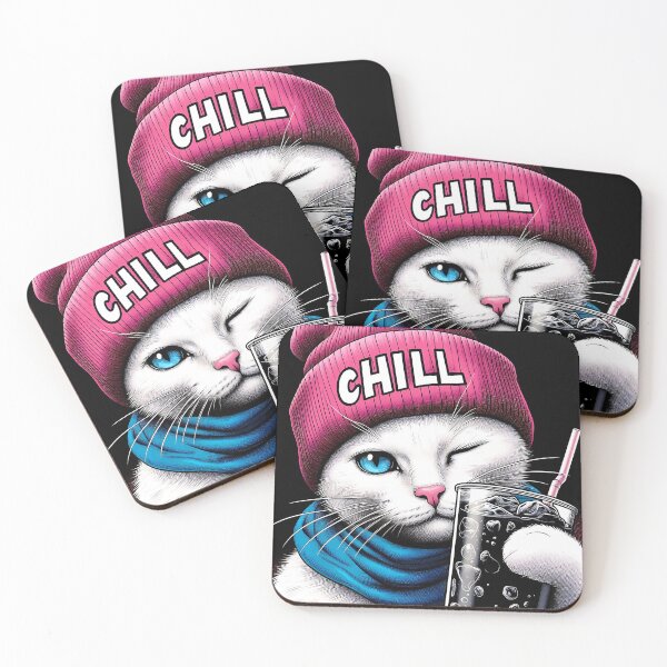 Item preview, A Cute Cat Wink - Chill with drinks! designed and sold by sks-ai-artist.