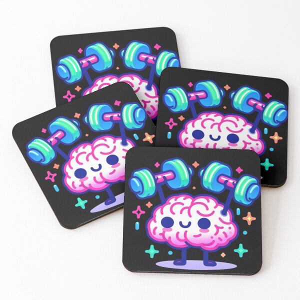 Item preview, Brain Workout - Neon Cartoon Brain Lifting Dumbbells | Puzzle Lover Gift | Study Motivation Art designed and sold by WakeUpYourBrain.