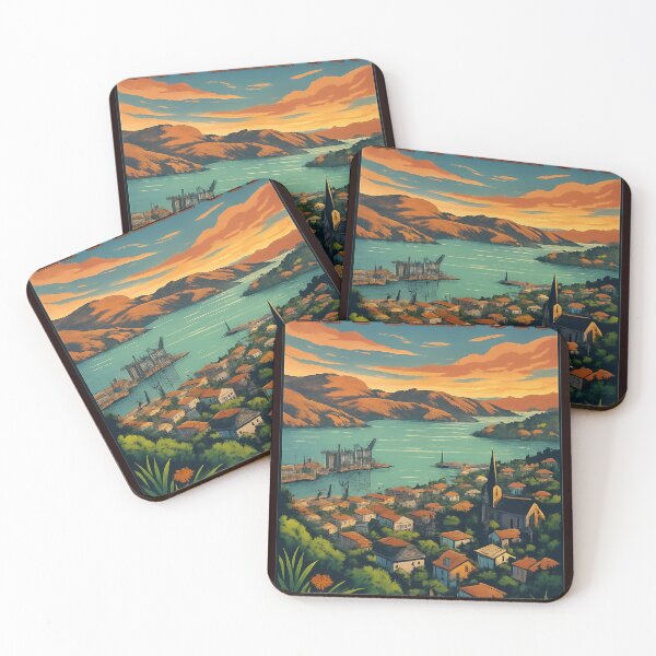 Item preview, Lyttelton Harbour at Sunset, Canterbury Hills designed and sold by Aryabek.