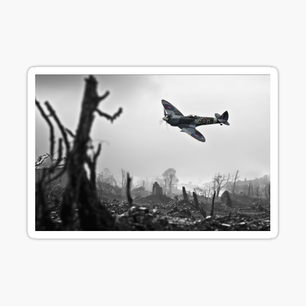 Vista previa del artículo con la obra «Caza de Spitfires de la RAF», diseñado y vendido por Start-Aviation.