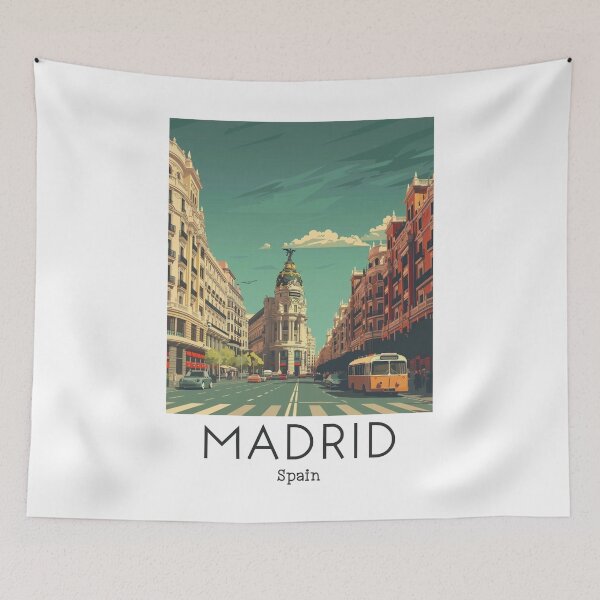 Item preview, A Vintage Travel Art of Madrid - Spain  designed and sold by GoodOldVintage.