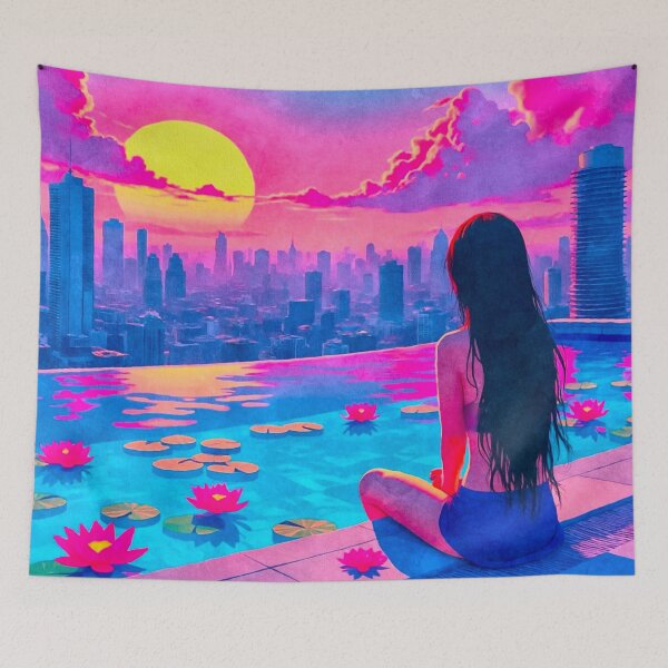 Item preview, Sunset at the Lotus Pool in Tokyo designed and sold by asanaworld.