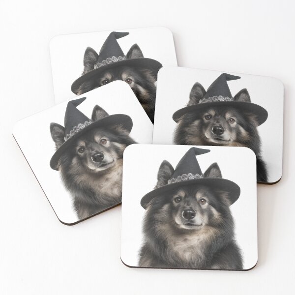 Item preview, Finnish Lapphund Dog Wearing Halloween Witch Hat designed and sold by LazyOwlStore.