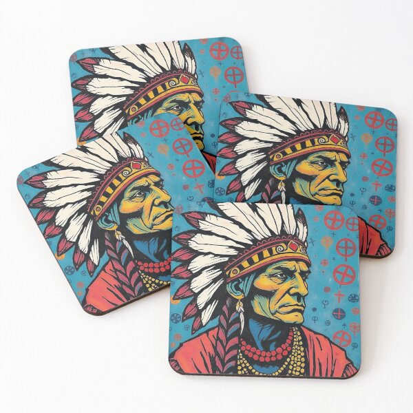 Item preview, Abstract illustration with an Indian chief designed and sold by BoBiloArt.