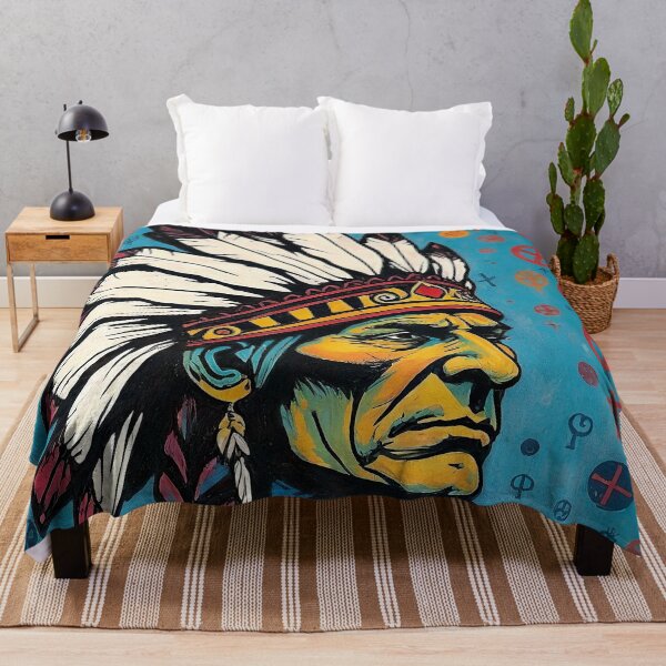 Item preview, Abstract illustration with an Indian chief designed and sold by BoBiloArt.