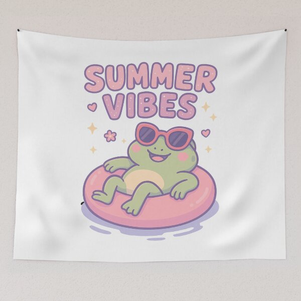 Item preview, Cute kawaii pastel aesthetic pink girly summer vibes frog with sunglasses designed and sold by Fantasy Cache.