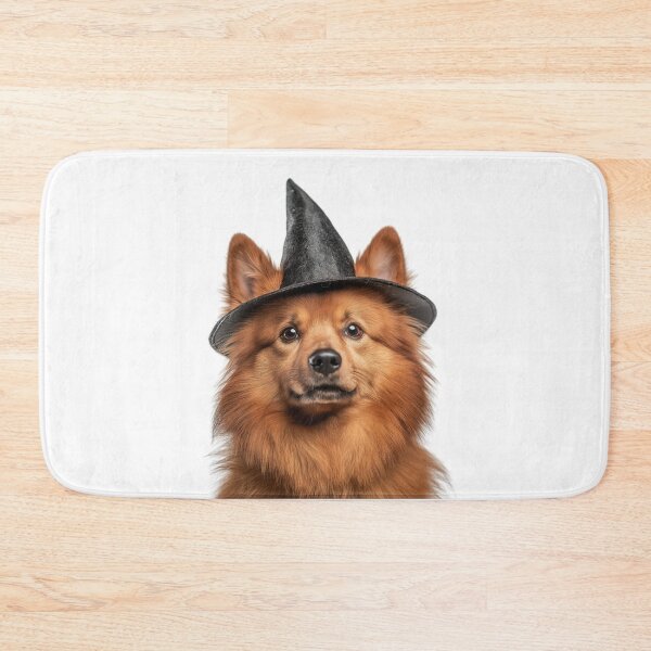 Item preview, Finnish Spitz Dog Wearing Halloween Witch Hat designed and sold by LazyOwlStore.