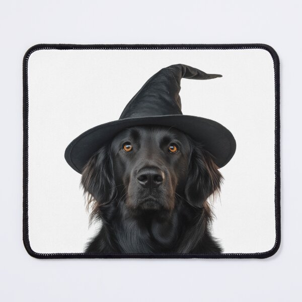 Item preview, Flat Coated Retriever Dog Wearing Halloween Witch Hat designed and sold by LazyOwlStore.