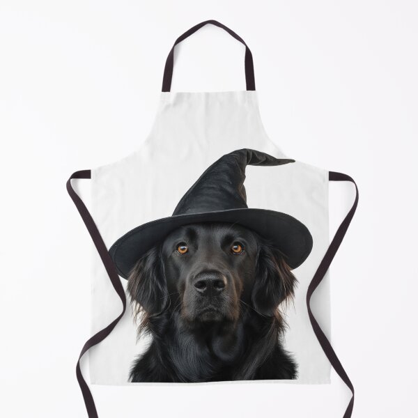 Item preview, Flat Coated Retriever Dog Wearing Halloween Witch Hat designed and sold by LazyOwlStore.