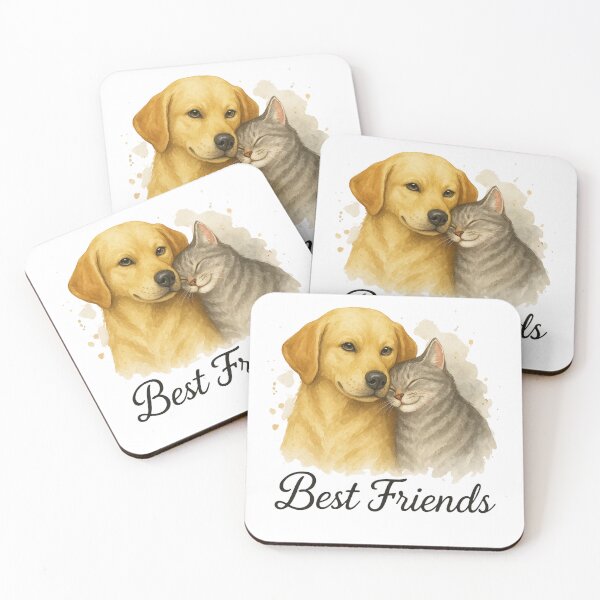 Item preview, Watercolor Dog and Cat – Best Friends designed and sold by Stickzebra-Art.