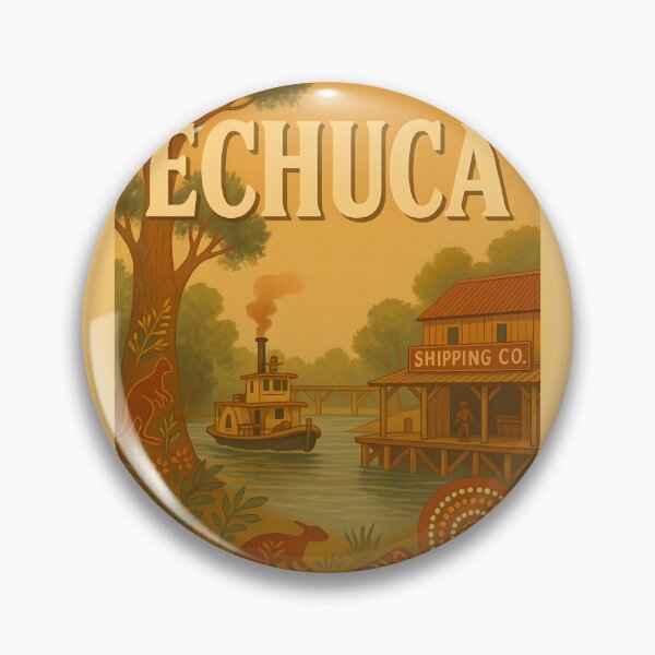 Item preview, Echuca – Vintage Australian River Town Illustration with Kangaroo designed and sold by SwanAndStone.