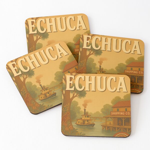 Item preview, Echuca – Vintage Australian River Town Illustration with Kangaroo designed and sold by SwanAndStone.