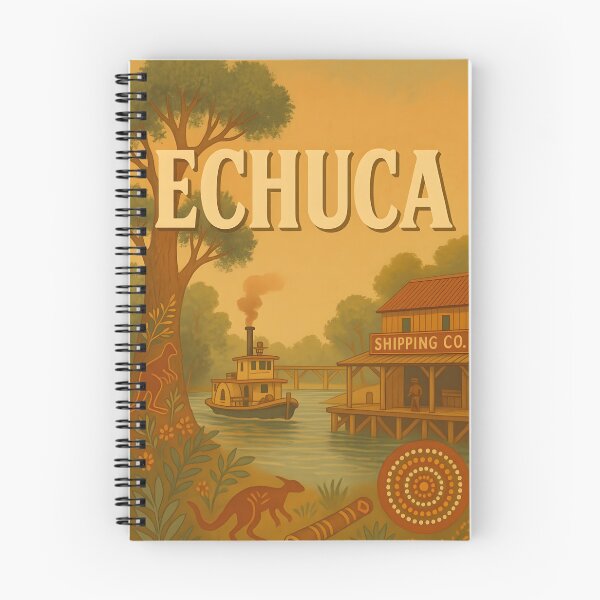 Item preview, Echuca – Vintage Australian River Town Illustration with Kangaroo designed and sold by SwanAndStone.