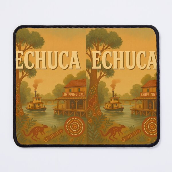 Item preview, Echuca – Vintage Australian River Town Illustration with Kangaroo designed and sold by SwanAndStone.