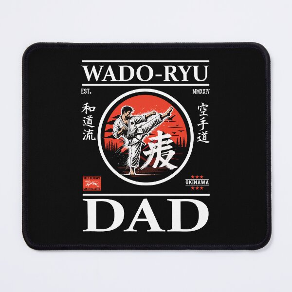 Item preview, Wado-Ryu Karate Dad design with karateka and kanji designed and sold by RetroMaritalArt.