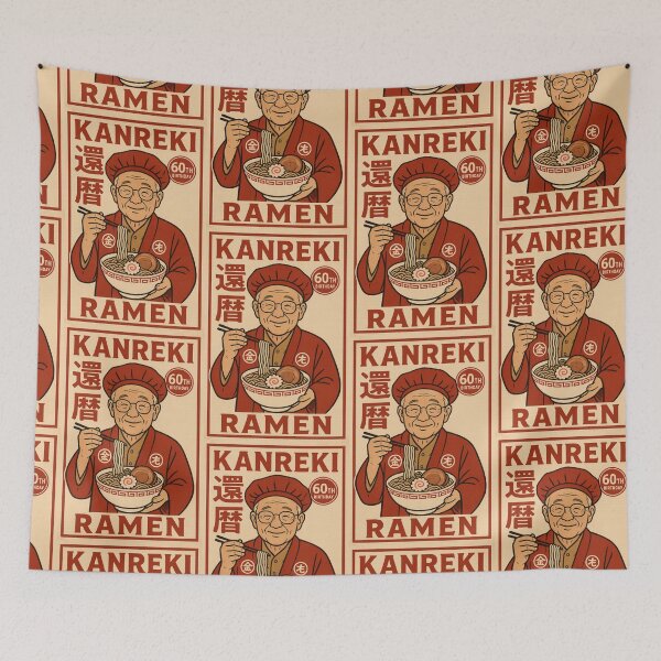 Item preview, Kanreki Ramen 60th Birthday Design – Fun Japanese Noodle Celebration | 還暦 Gift for Food Lovers | Quirky Milestone Art Gift for Her designed and sold by TheTrendsDesk.