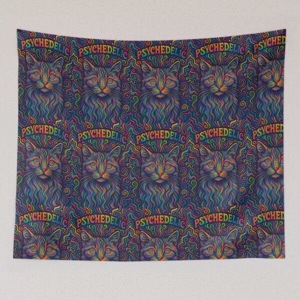 Item preview, Psychedelic Rainbow Cat Art with Hypnotic Eyes designed and sold by Amr Siam.