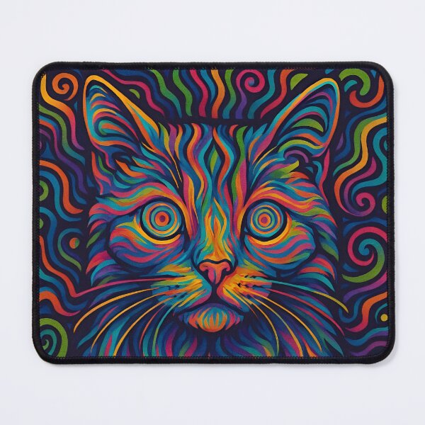 Item preview, Psychedelic Rainbow Cat Art with Hypnotic Eyes designed and sold by Amr Siam.