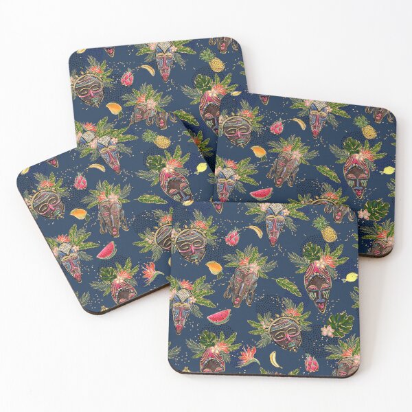Item preview, African Tribal Masks  and Tropical Fruits Pattern designed and sold by KaramfilaS.