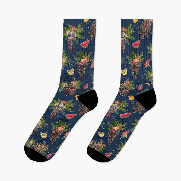 Item preview, African Tribal Masks  and Tropical Fruits Pattern designed and sold by KaramfilaS.
