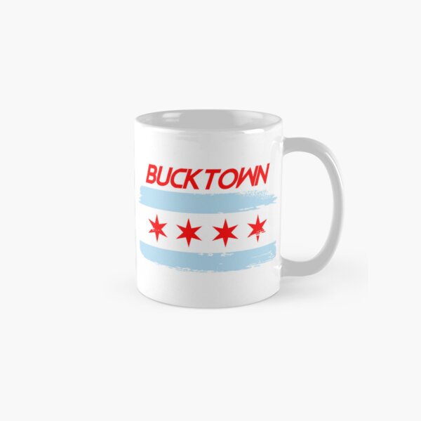 Vista previa del artículo con la obra «El barrio de Bucktown de Chicago», diseñado y vendido por ChicagoTees.
