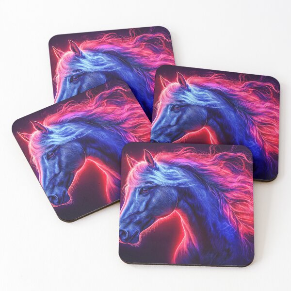 Item preview, Neon horse portrait with glowing mane designed and sold by Mar-Bom.