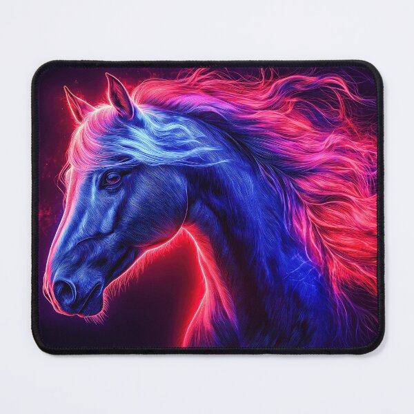 Item preview, Neon horse portrait with glowing mane designed and sold by Mar-Bom.