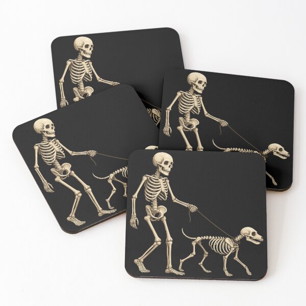 Item preview, Skeleton taking their skeleton dog for a walk designed and sold by Relatable Tees.
