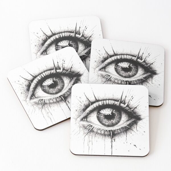 Item preview, Black and white Tattoo design eye with spikes designed and sold by dcrc.