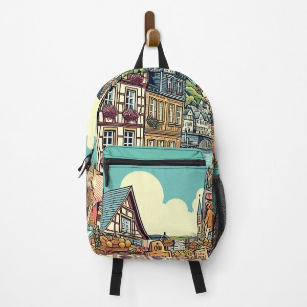 Item preview, Koblenz City Market Design – Vibrant AI Illustration for Clothing, Accessories & German Travel-Inspired Fashion designed and sold by knalpot-design.