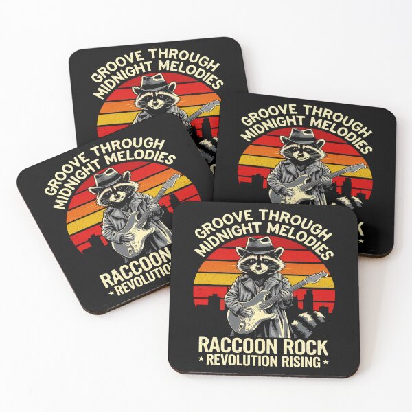 Item preview, Raccoon Rock – Midnight Melody Retro Guitar Jam designed and sold by Taans-Creation.