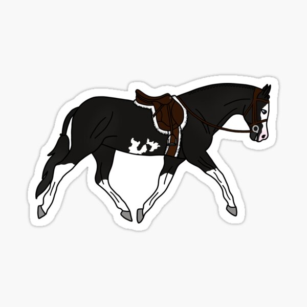 Vista previa del artículo con la obra «Caballo de caza Sabino negro», diseñado y vendido por Trotting Hooves.