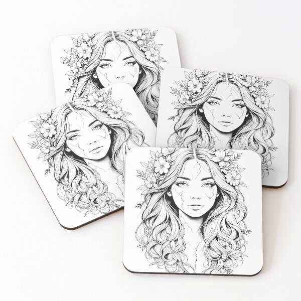 Item preview, Fragile Beauty – Floral Cracked Portrait Art designed and sold by BrushRushX.