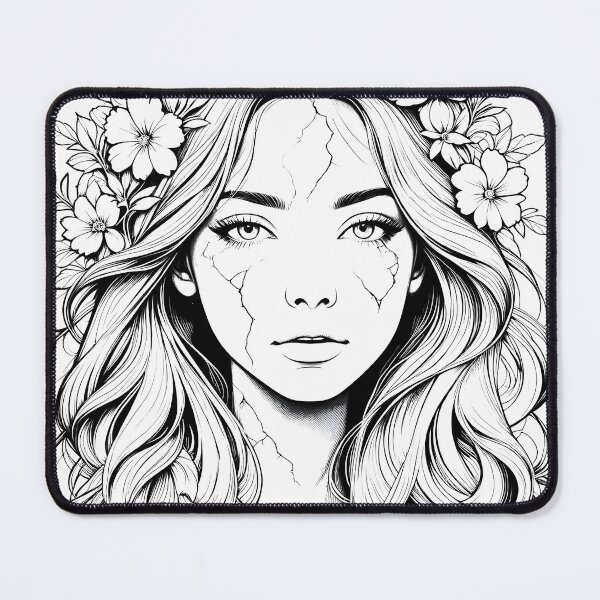 Item preview, Fragile Beauty – Floral Cracked Portrait Art designed and sold by BrushRushX.