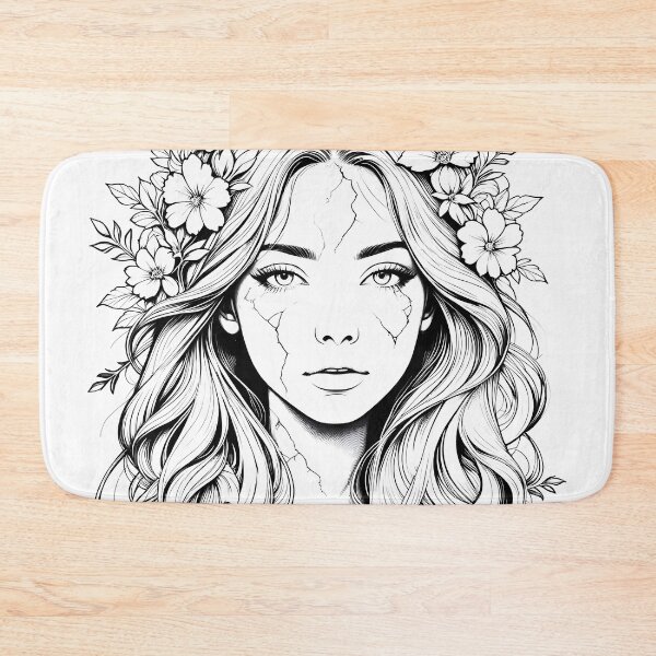 Item preview, Fragile Beauty – Floral Cracked Portrait Art designed and sold by BrushRushX.