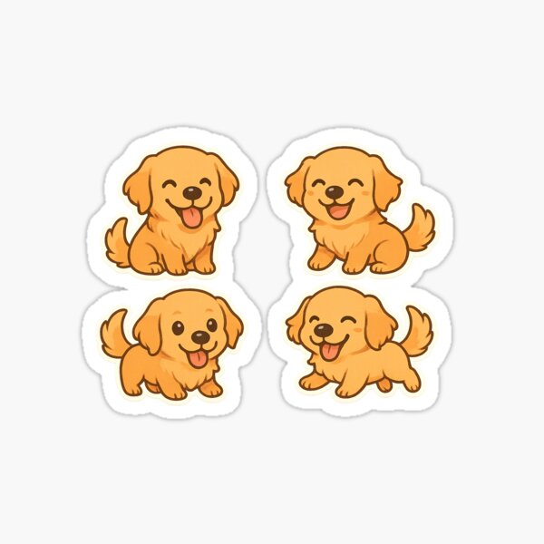 Artikel-Vorschau von Golden Joy – Happy Golden Retriever Aufkleber-Set, designt und verkauft von Stickyy-in.