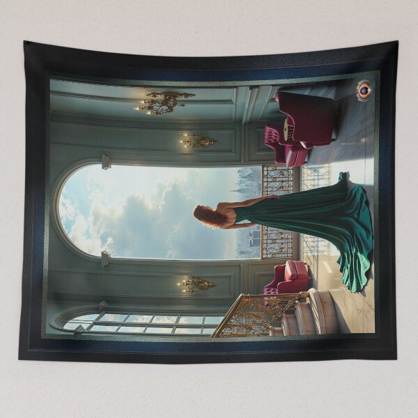 Item preview, An Elegant Woman In Green, Within A Grand Serene Space Graceful AI Concept Art by Xzendor7 designed and sold by Xzendor7 Digital Art Creations.
