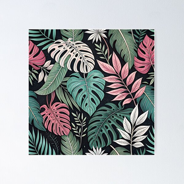 Item preview, Exotic Nature Pattern with Tropical Leaves designed and sold by AOCollections.