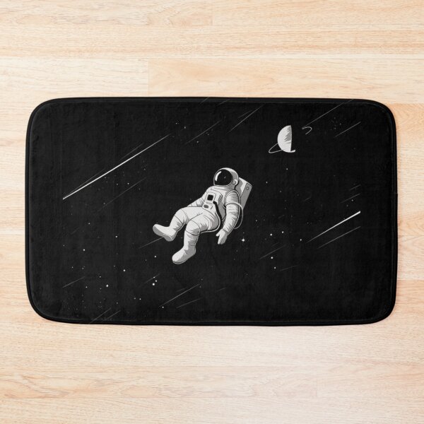 Minimalist Astronaut Floating in Space Bath Mat