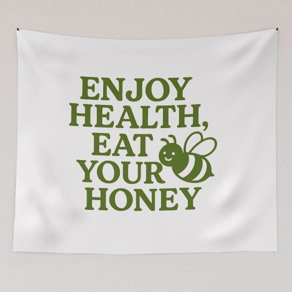 Item preview, Enjoy Health Eat Your Honey – Green Bee Vintage Quote Design designed and sold by ALITOPRINCE.