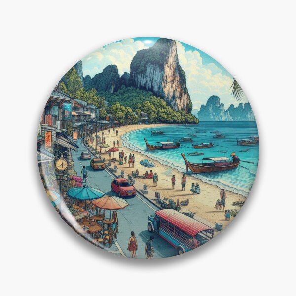 Item preview, Krabi City Market Design – Colorful AI Artwork for Clothing, Accessories & Thai Coastal Travel-Inspired Fashion designed and sold by knalpot-design.