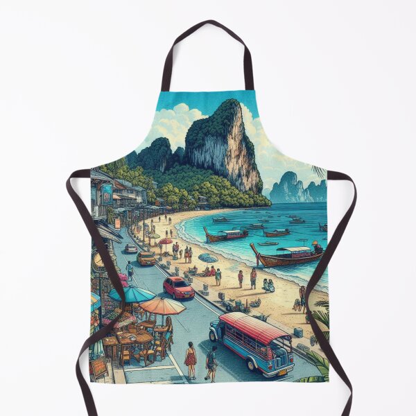 Item preview, Krabi City Market Design – Colorful AI Artwork for Clothing, Accessories & Thai Coastal Travel-Inspired Fashion designed and sold by knalpot-design.