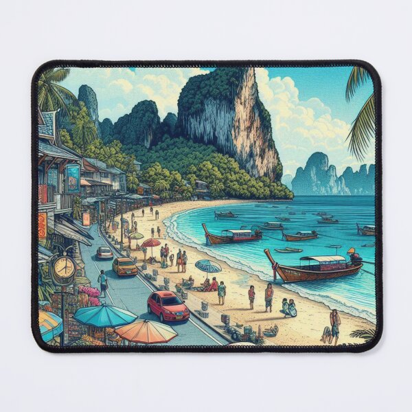Item preview, Krabi City Market Design – Colorful AI Artwork for Clothing, Accessories & Thai Coastal Travel-Inspired Fashion designed and sold by knalpot-design.