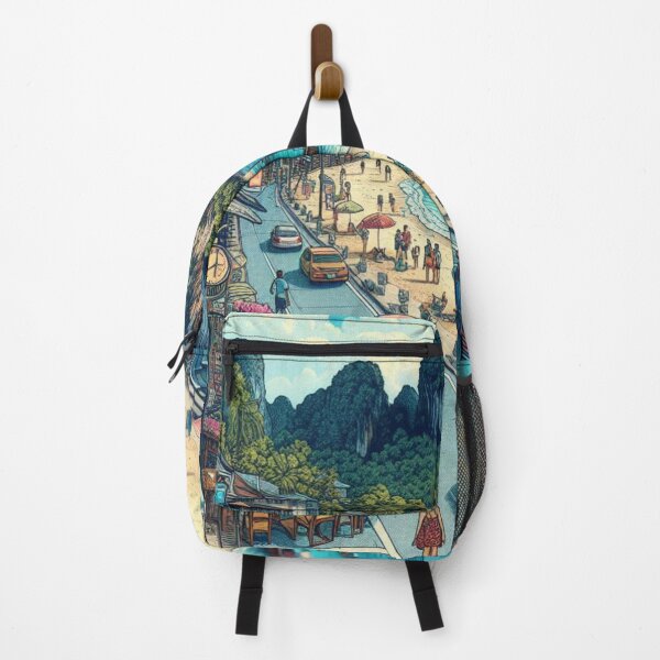Item preview, Krabi City Market Design – Colorful AI Artwork for Clothing, Accessories & Thai Coastal Travel-Inspired Fashion designed and sold by knalpot-design.