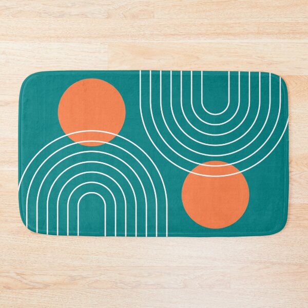 Item preview, Mid Century Modern Geometric c33 in Teal Coral (Rainbow and Sun Abstract) designed and sold by nineFlorals.