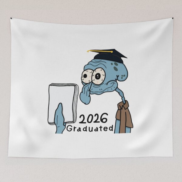 Item preview, 2026 graduated, squid holding homework designed and sold by Artistkhg.