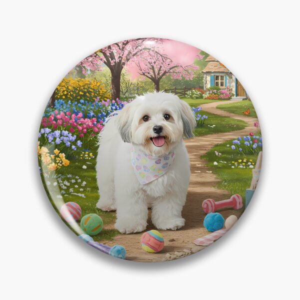 Item preview, Coton de Tulear in a Spring Garden designed and sold by Pawprint Puzzle Studio.